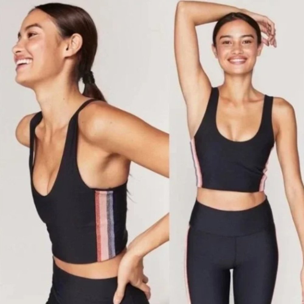 Spiritual Gangster NWOT Shakti Brami Crop Top with Rainbow Sparkle Stripe